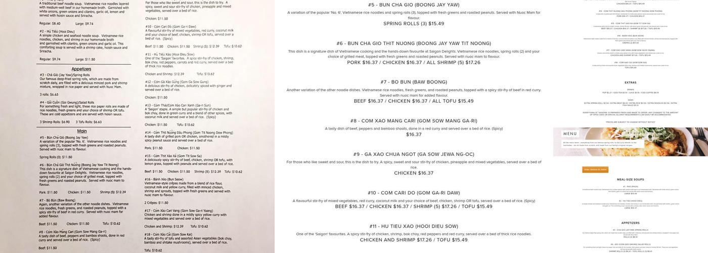 Saigon Delights Menu