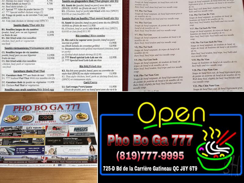 Pho Bo Ga 777 Menu