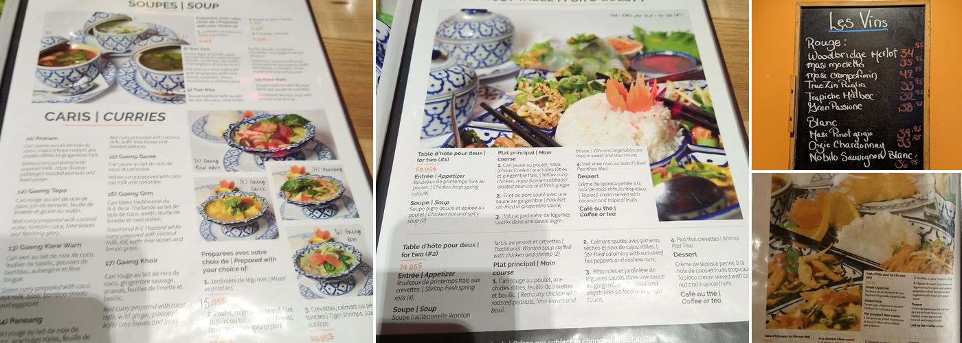 Chez Le Thai Menu