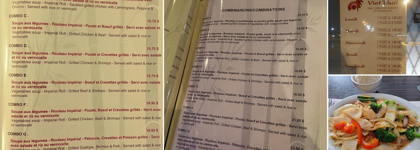 Restaurant Viet Thai Menu