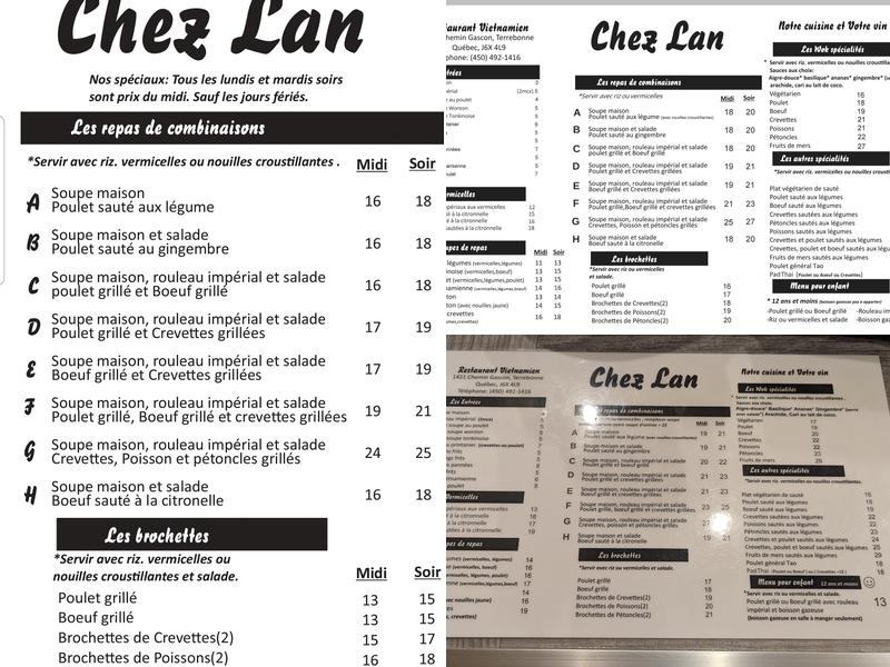 Chez Lan Menu
