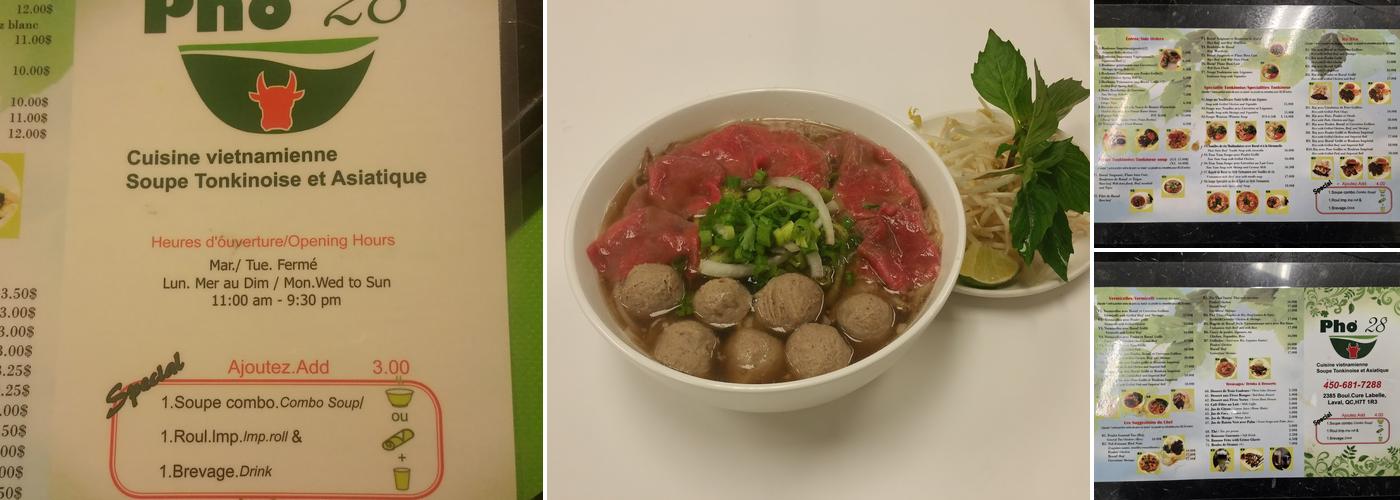 Pho 28 Curé-Labelle Menu
