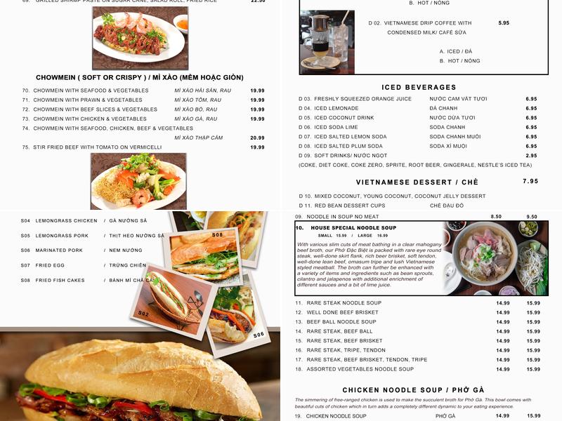 Pho Stanley Restaurant Menu