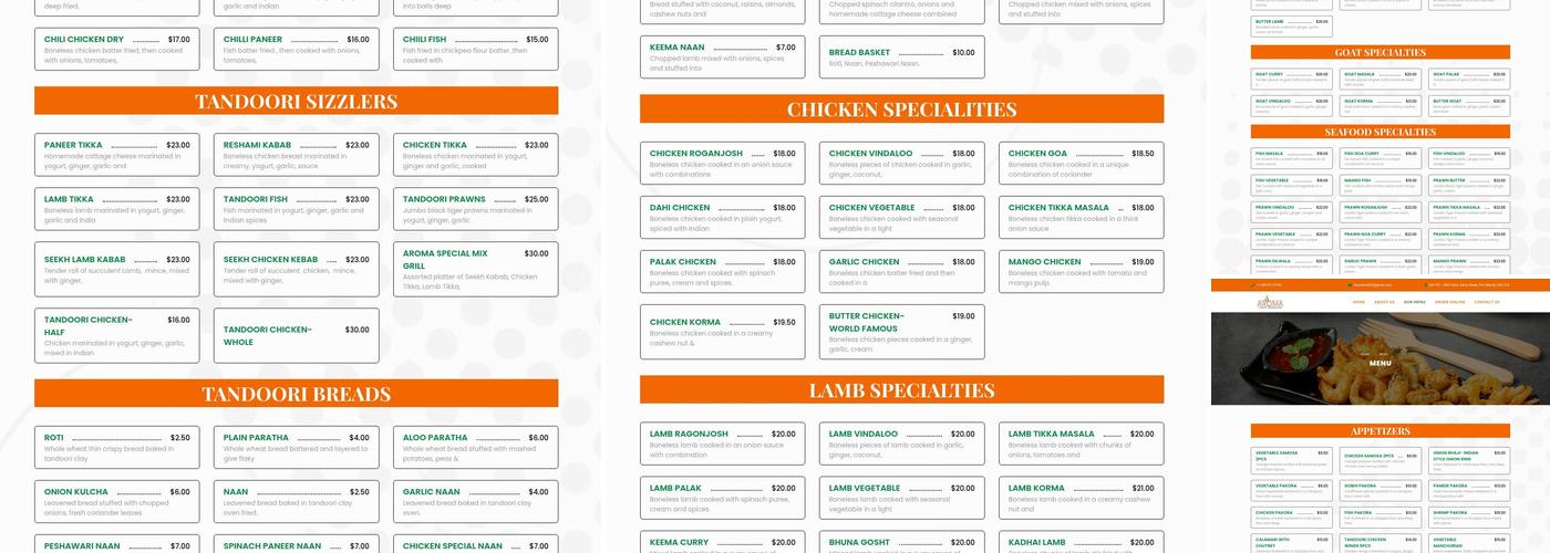 Aroma Indian Restaurant & Lounge Menu