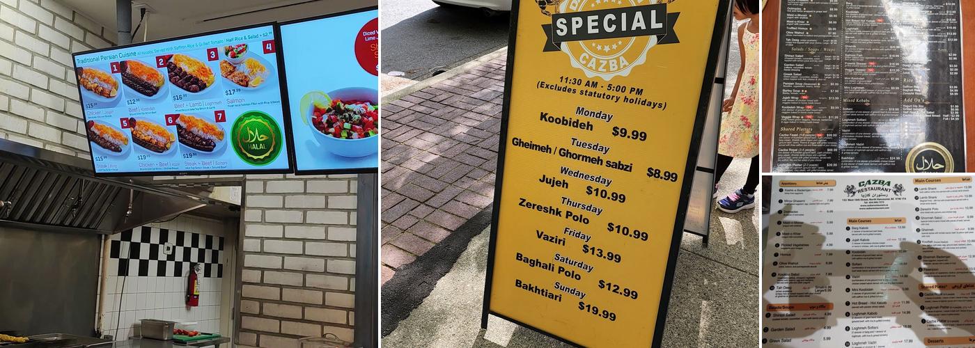 Cazba Restaurant Menu