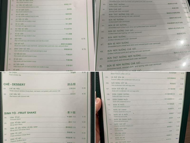 Mỹ Châu Restaurant Menu