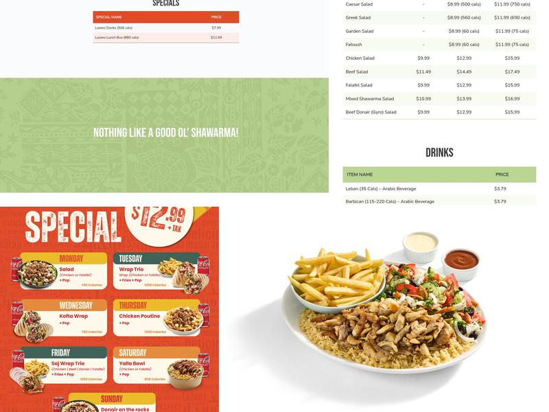Lazeez Shawarma Menu