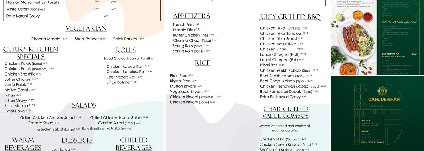 Cafe de Khan Menu