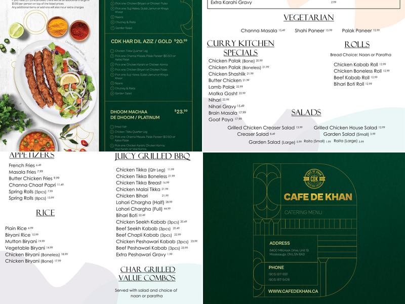 Cafe de Khan Menu