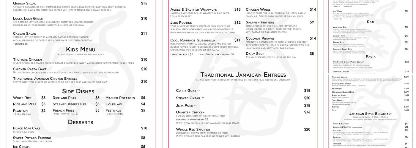 Beryl's Pepper Pot Menu