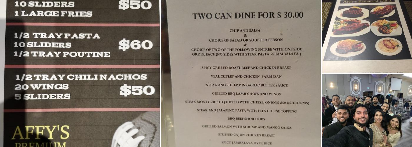 Affy's Premium Grill Menu