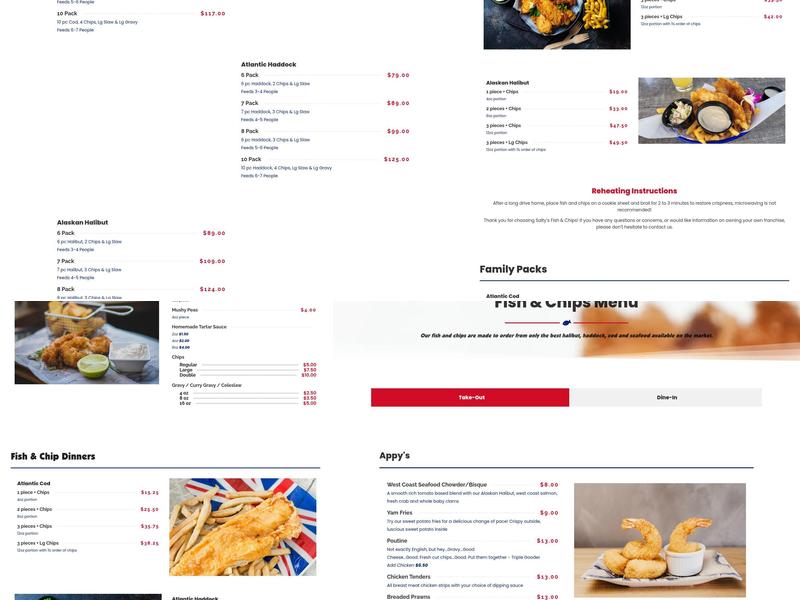 Salty's Fish and Chips Menu