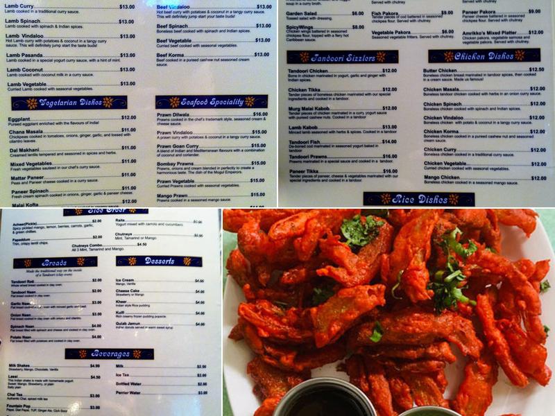 Amrikko's Indian Grill Menu