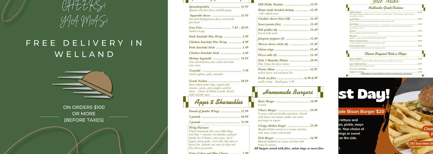 Cheers Restaurant Menu