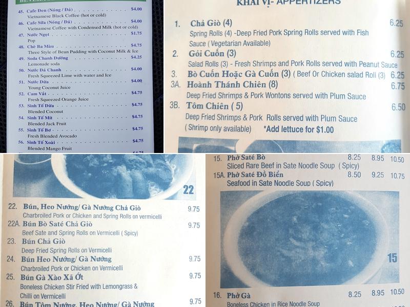 Pho Hoang Restaurant Menu