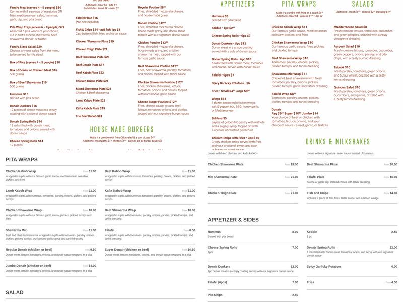 Cedar Kabob Menu