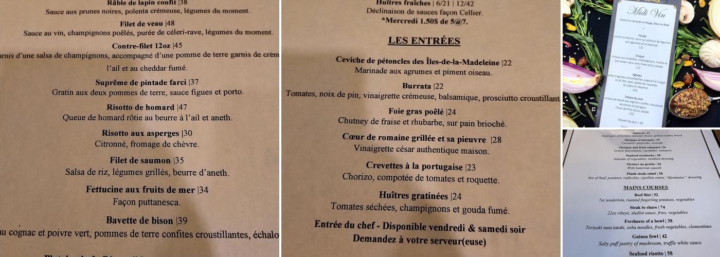 Le Cellier Menu