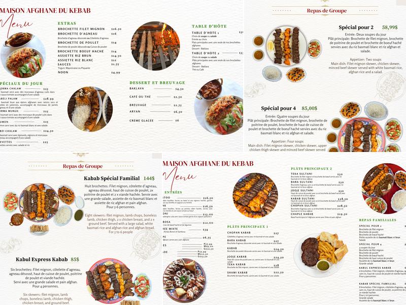 La maison Afghane du Kebab Menu