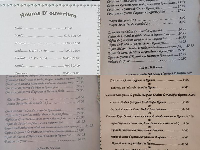 Restaurant El Marrakechi Menu