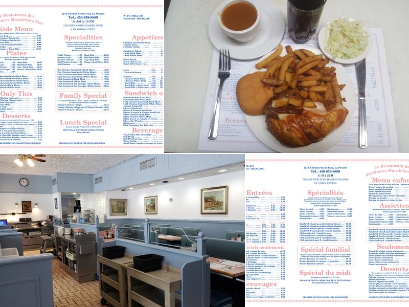 Le Restaurant des Jardiniers Maraîchers Enr. Menu