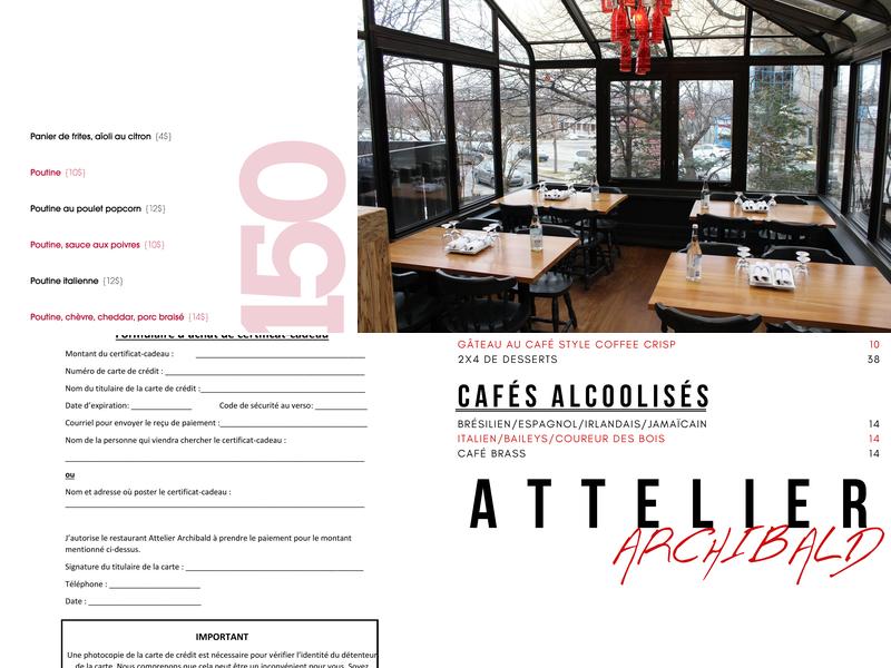 Attelier Archibald Menu