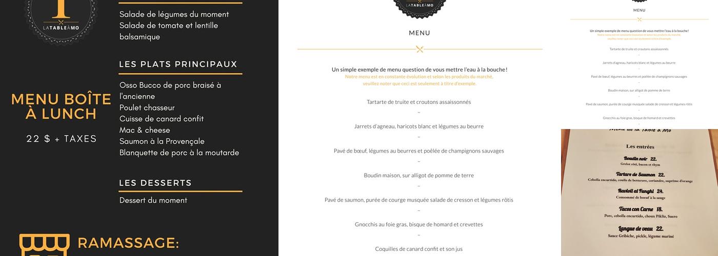 La Table à Mo Menu