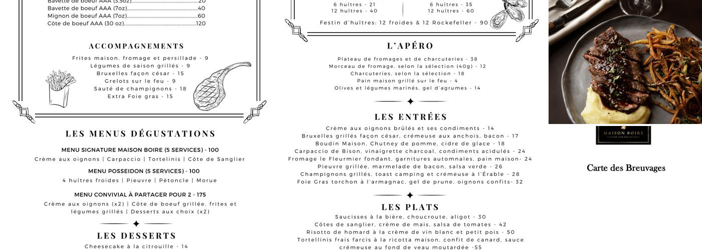 Maison Boire Menu