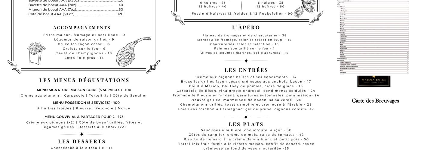 Maison Boire Menu