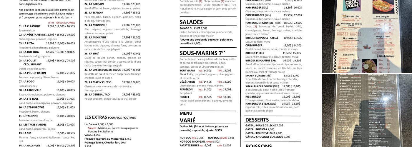 Le Poutine Bar Laval Menu