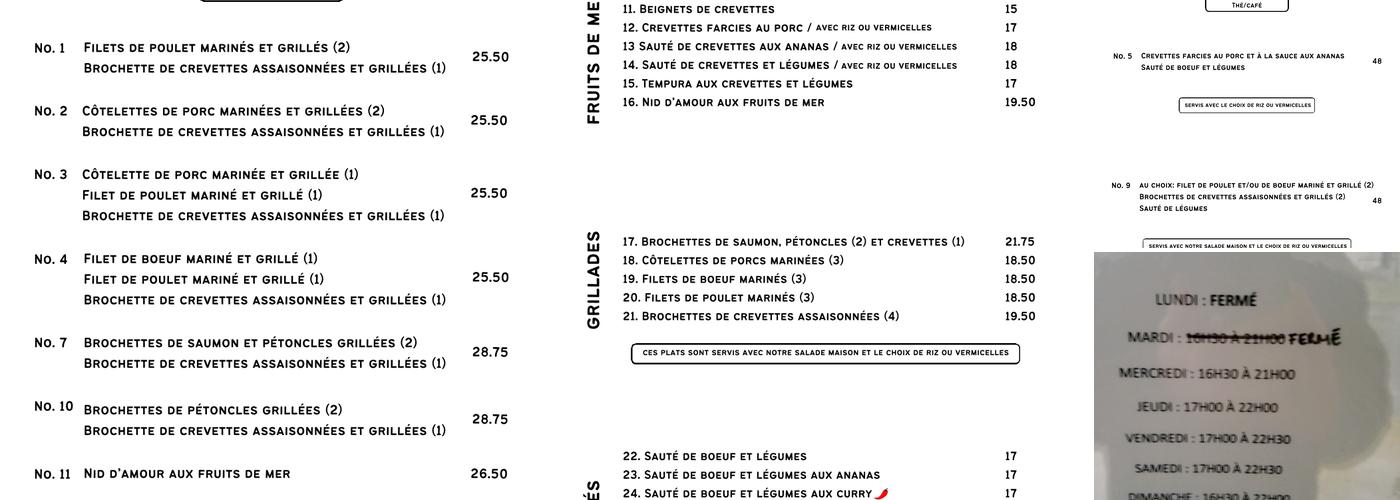 Restaurant Vietnam Menu