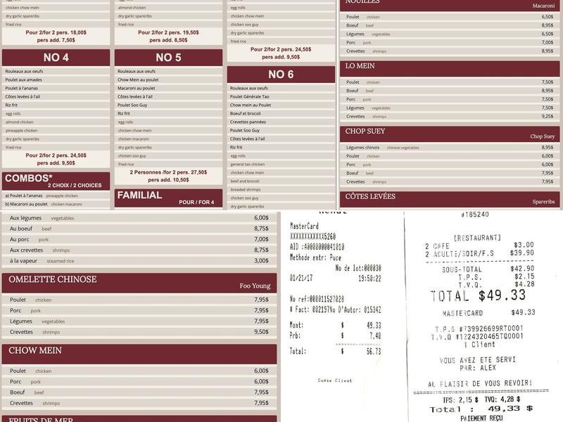 Buffet Kam Hong Menu