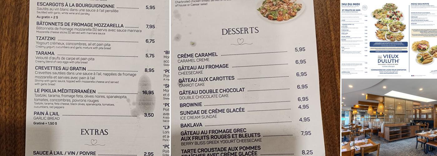 Au Vieux Duluth Restaurant Vaudreuil-Dorion Menu