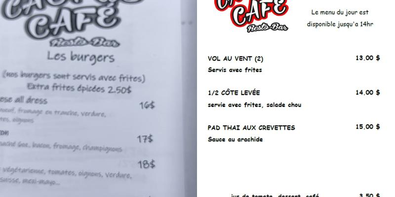 Cactus Cafe El Piquante Inc. Menu