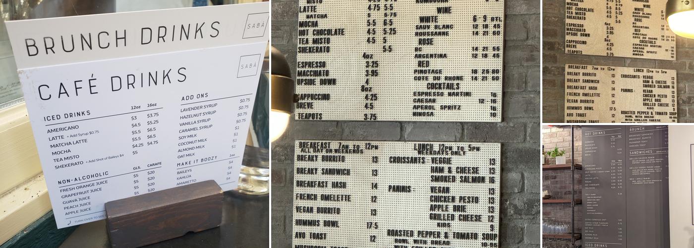 Sabà Cafe Menu