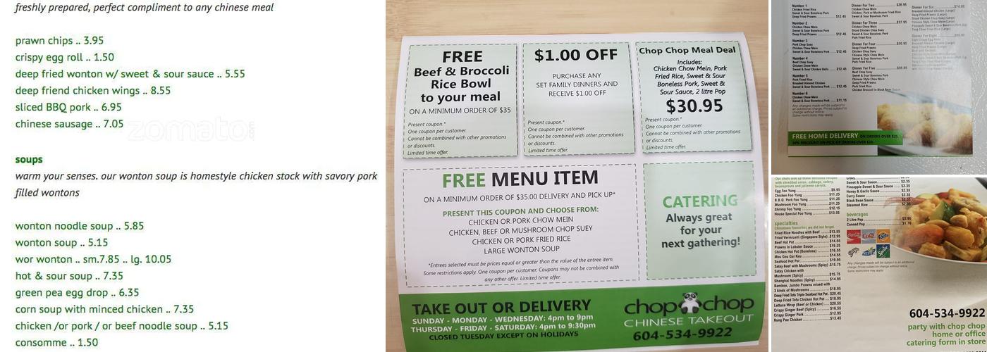 Chop Chop Chinese Takeout Menu