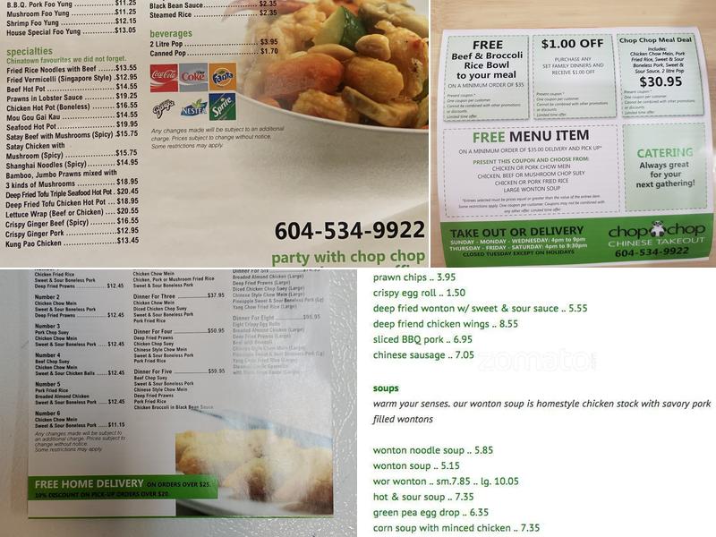 Chop Chop Chinese Takeout Menu