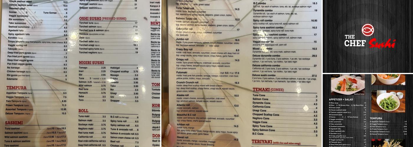 Chef Sushi Restaurant Menu