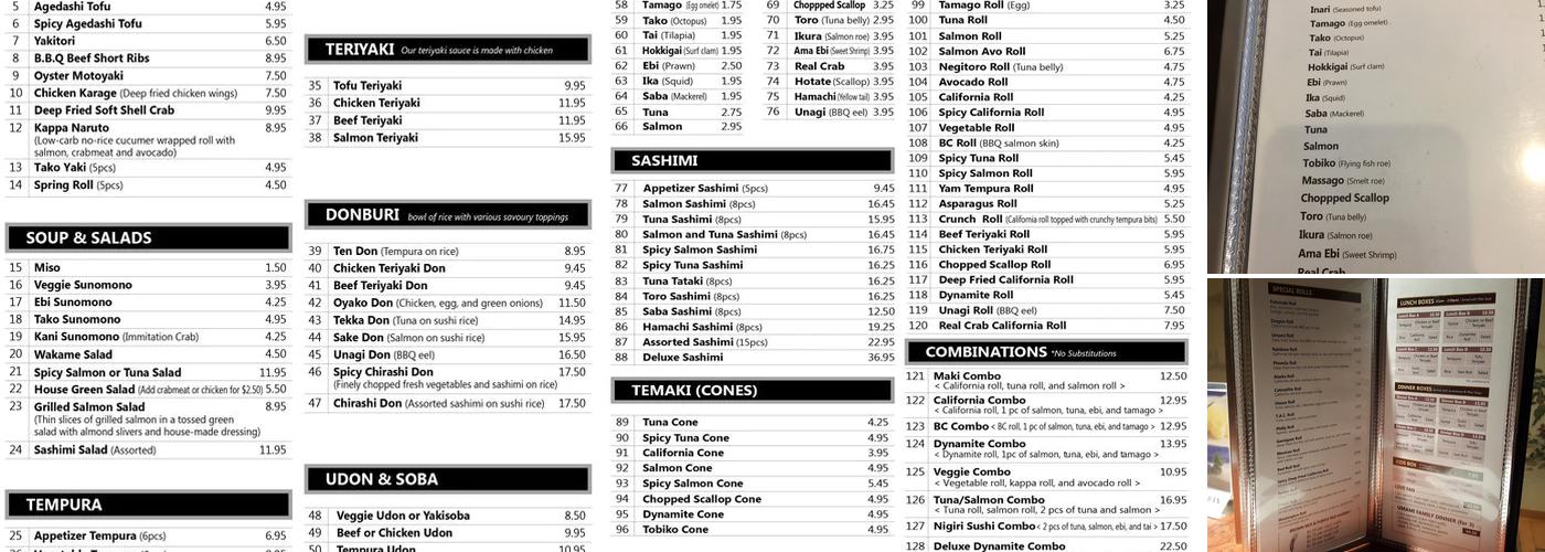 Umami Sushi Langley Menu