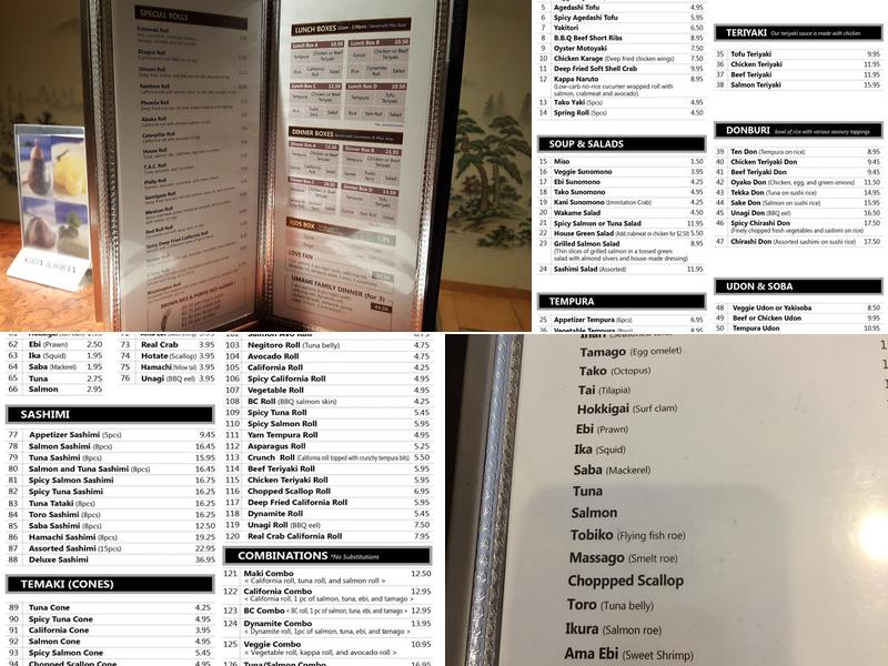 Umami Sushi Langley Menu