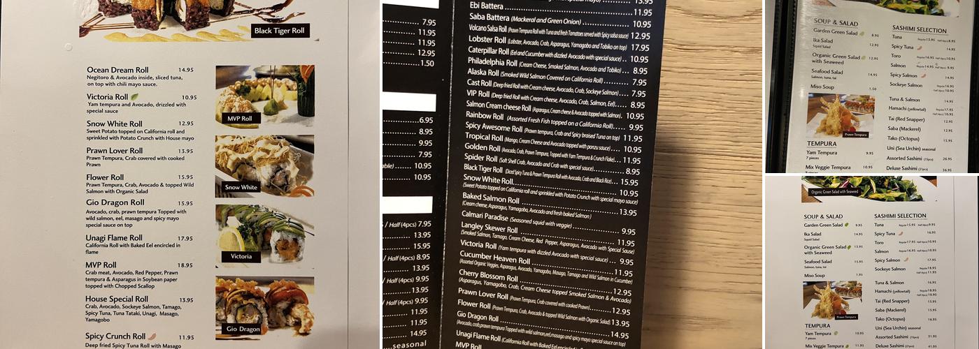 Sushi Gio Japanese Restaurant Menu