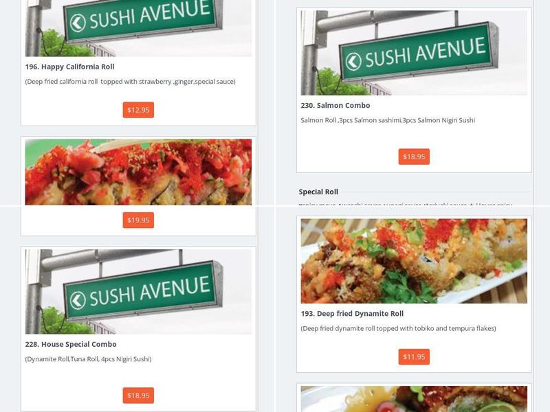 Sushi Avenue Menu