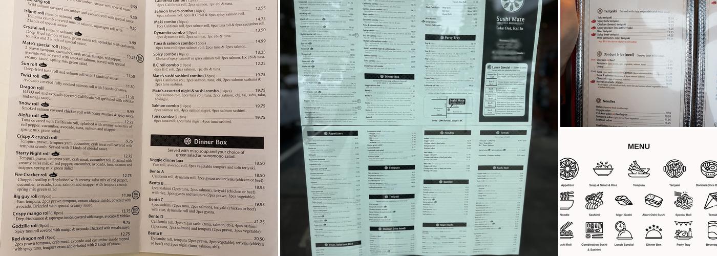 Sushi Mate Menu