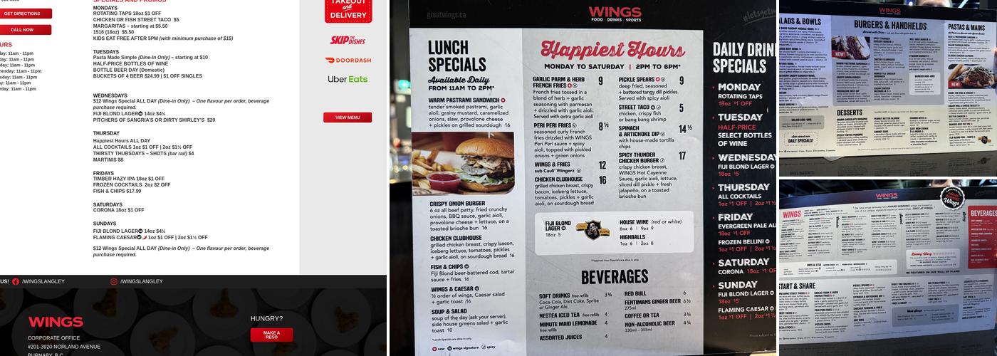 WINGS - Langley Menu