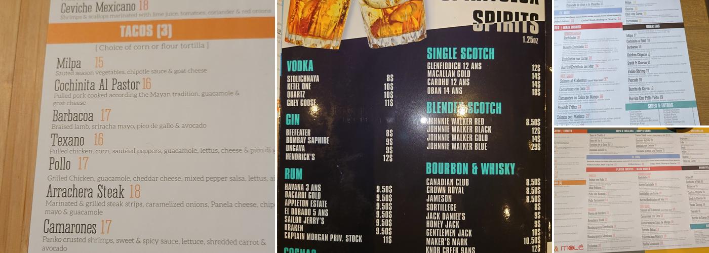 Guaca & Mole Menu
