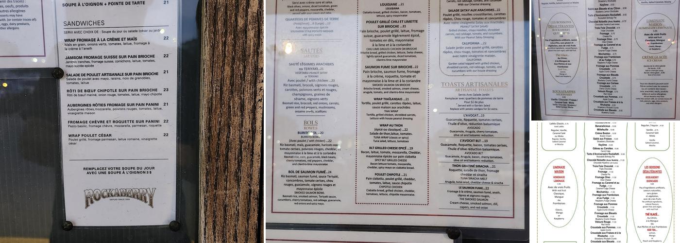 Rockaberry Menu