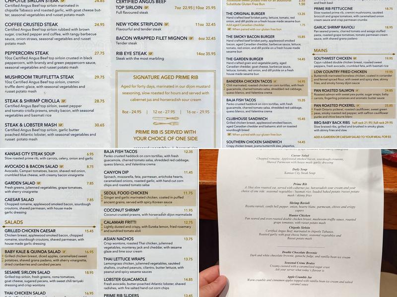 Canyon Creek Airport Menu