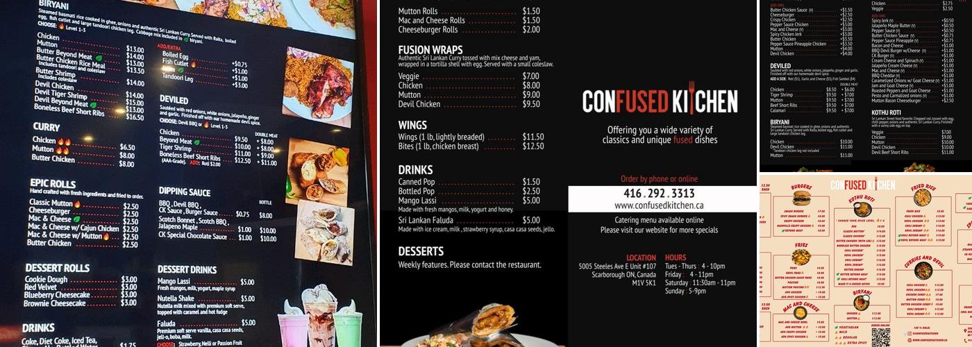 Confused Kitchen Menu