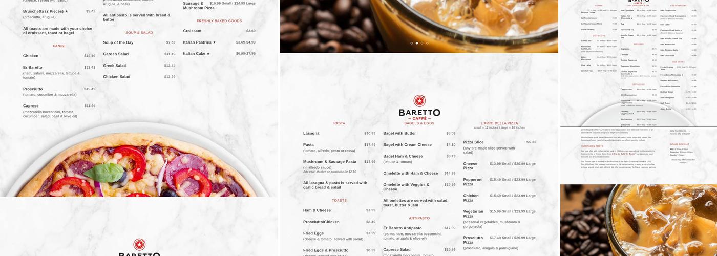 Baretto Caffe Menu