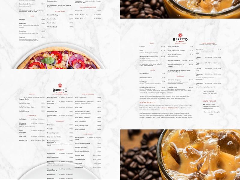 Baretto Caffe Menu
