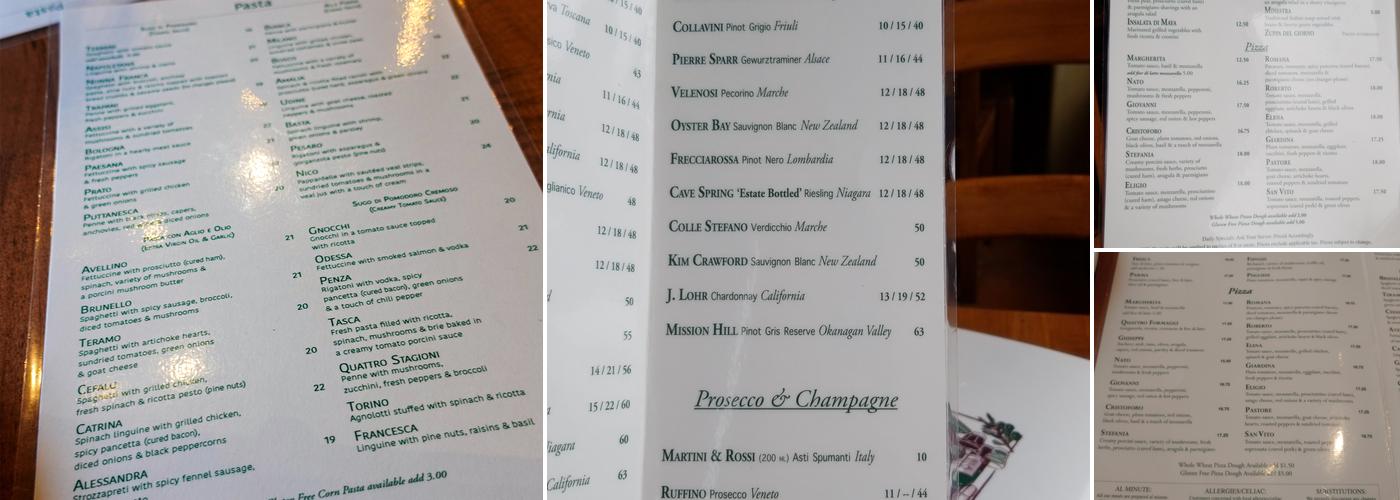 Grazie Ristorante Menu